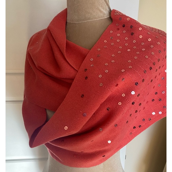 DG 2 by Diane Gilman Coral Knit Wrap with Sequins - Picture 4 of 7